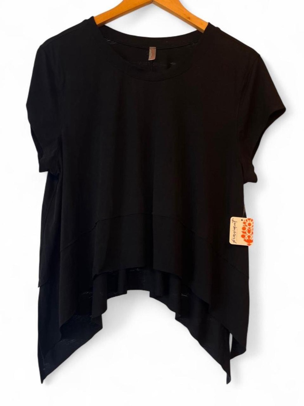 NWT Free People Asymmetrical Tunic Top Black Size XL